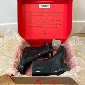Hunter Original Refined Short Gloss Navy Blue Women's Rain Boots US 5